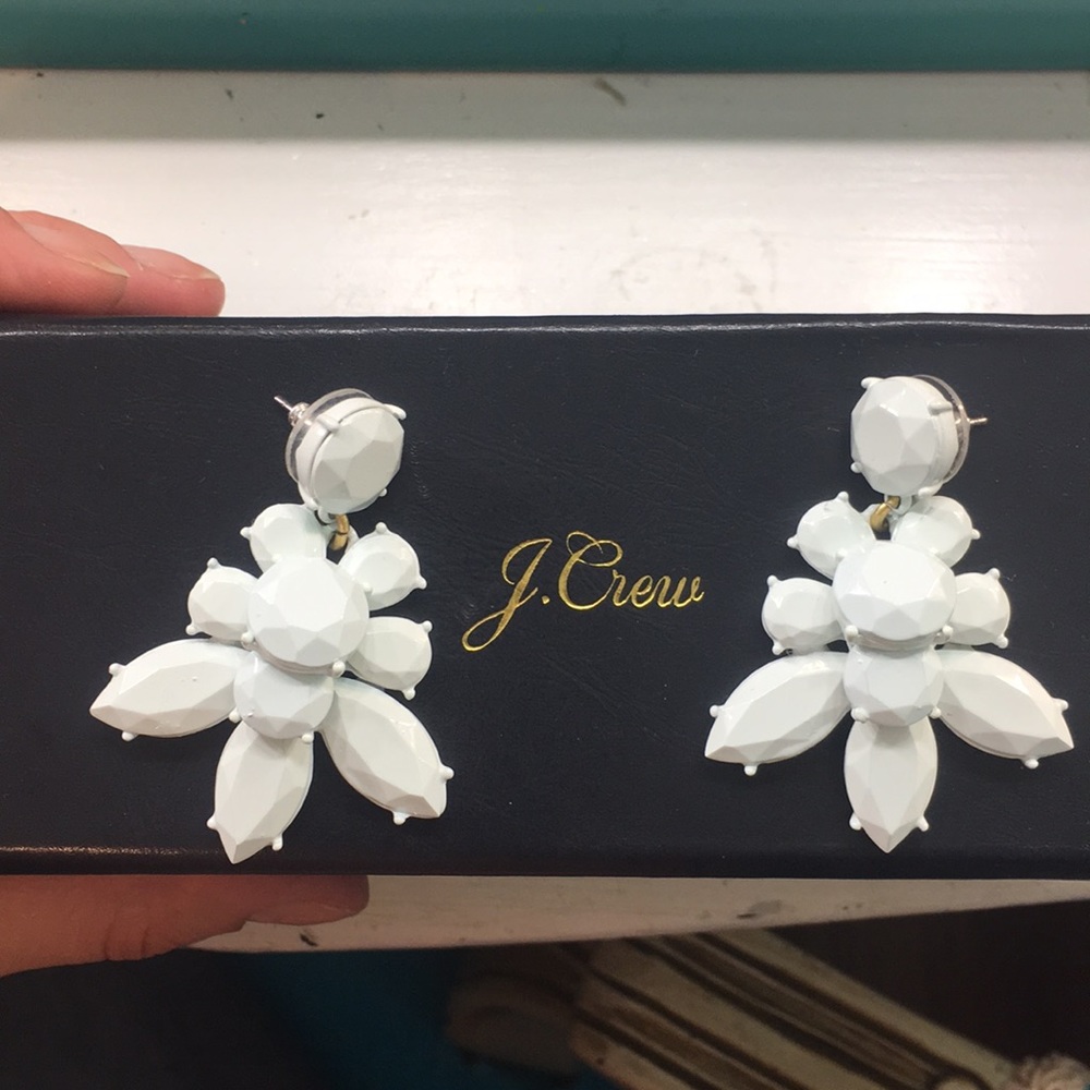 New J. Crew white earrings